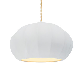 Oval Fluted 1-Light Pendant (254|CER-6605-WHT-NCKL-BEIG-TWST)