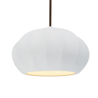 Oval Fluted 1-Light Pendant (254|CER-6605-WHT-DBRZ-RIGID)