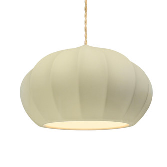 Oval Fluted 1-Light Pendant (254|CER-6605-VAN-NCKL-BEIG-TWST)