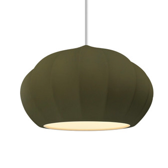 Oval Fluted 1-Light Pendant (254|CER-6605-MGRN-MBLK-WTCD-LED1-700)