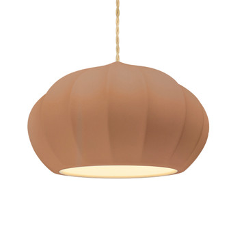 Oval Fluted 1-Light Pendant (254|CER-6605-ADOB-MBLK-BEIG-TWST-LED1-700)