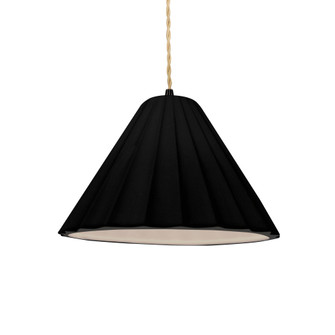 Short Fluted 1-Light Pendant (254|CER-6600-CRB-MBLK-BEIG-TWST)