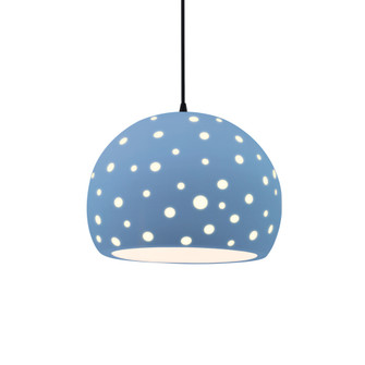 Perforated Large Globe 1-Light Pendant (254|CER-6585-SKBL-MBLK-BKCD)