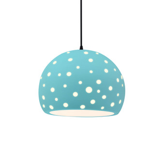 Perforated Large Globe 1-Light Pendant (254|CER-6585-RFPL-MBLK-BKCD-LED1-700)