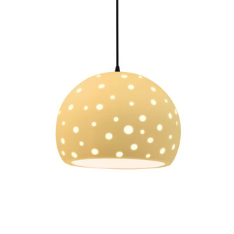 Perforated Large Globe 1-Light Pendant (254|CER-6585-MYLW-MBLK-BKCD-LED1-700)
