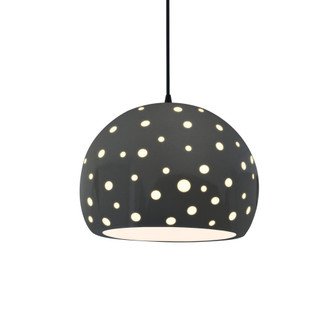 Perforated Large Globe 1-Light Pendant (254|CER-6585-GRY-MBLK-BKCD-LED1-700)