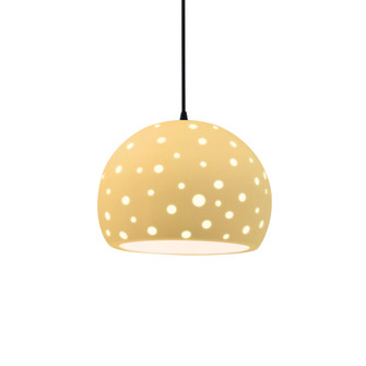 Perforated Medium Globe 1-Light Pendant (254|CER-6583-MYLW-MBLK-BKCD-LED1-700)