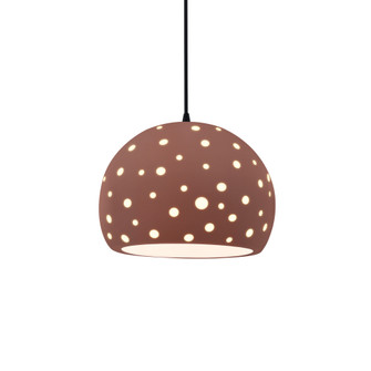 Perforated Medium Globe 1-Light Pendant (254|CER-6583-CLAY-MBLK-BKCD)