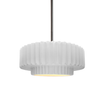 Small Tier Pleated 1-Light Pendant (254|CER-6550-WHT-NCKL-RIGID)