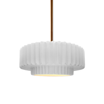 Small Tier Pleated LED 1-Light Pendant (254|CER-6550-WHT-BRSS-RIGID-LED1-700)