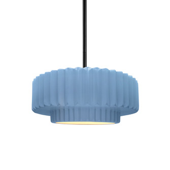 Small Tier Pleated 1-Light Pendant (254|CER-6550-SKBL-MBLK-RIGID-LED1-700)