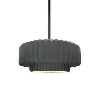 Small Tier Pleated 1-Light Pendant (254|CER-6550-PWGN-MBLK-RIGID-LED1-700)