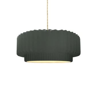Small Tier Pleated 1-Light Pendant (254|CER-6550-PWGN-MBLK-BEIG-TWST-LED1-700)