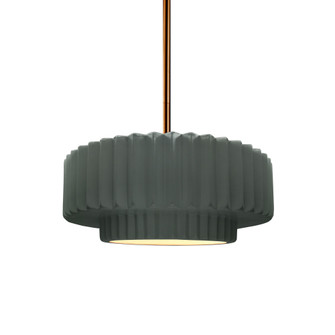 Small Tier Pleated 1-Light Pendant (254|CER-6550-PWGN-BRSS-RIGID-LED1-700)