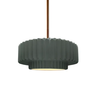 Small Tier Pleated 1-Light Pendant (254|CER-6550-PWGN-BRSS-RIGID)