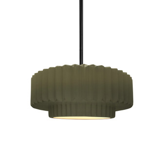 Small Tier Pleated 1-Light Pendant (254|CER-6550-MGRN-MBLK-RIGID)