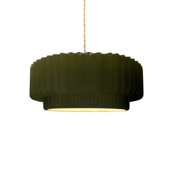 Small Tier Pleated 1-Light Pendant (254|CER-6550-MGRN-BRSS-BEIG-TWST)