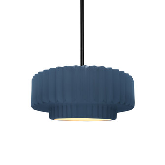 Small Tier Pleated 1-Light Pendant (254|CER-6550-MDMT-MBLK-RIGID)