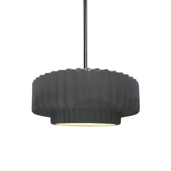 Small Tier Pleated 1-Light Pendant (254|CER-6550-GRY-NCKL-RIGID)