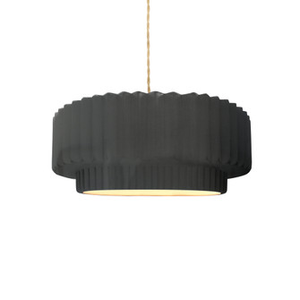 Small Tier Pleated LED 1-Light Pendant (254|CER-6550-GRY-MBLK-BEIG-TWST-LED1-700)
