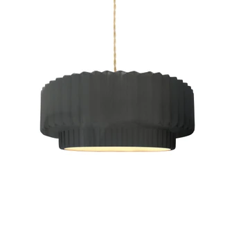 Small Tier Pleated 1-Light Pendant (254|CER-6550-GRY-MBLK-BEIG-TWST-LED1-700)