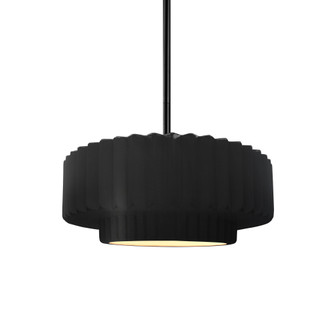 Small Tier Pleated 1-Light Pendant (254|CER-6550-CRB-MBLK-RIGID)