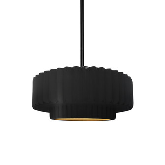 Small Tier Pleated 1-Light Pendant (254|CER-6550-CBGD-MBLK-RIGID)