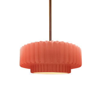Small Tier Pleated 1-Light Pendant (254|CER-6550-BSH-BRSS-RIGID-LED1-700)