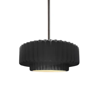 Small Tier Pleated 1-Light Pendant (254|CER-6550-BLK-NCKL-RIGID-LED1-700)