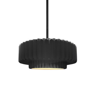 Small Tier Pleated 1-Light Pendant (254|CER-6550-BLK-MBLK-RIGID-LED1-700)