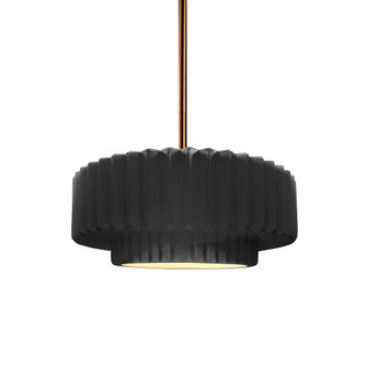 Small Tier Pleated 1-Light Pendant (254|CER-6550-BLK-BRSS-RIGID-LED1-700)