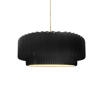 Small Tier Pleated 1-Light Pendant (254|CER-6550-BLK-BRSS-BEIG-TWST)