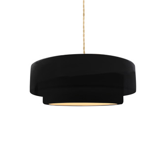 Small Tier 1-Light Pendant (254|CER-6540-BLK-BRSS-BEIG-TWST)