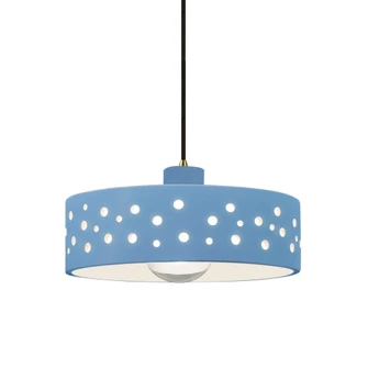 Perforated Dish 1-Light Pendant (254|CER-6467-SKBL-ABRS-BKCD)