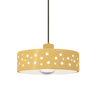Perforated Dish 1-Light Pendant (254|CER-6467-MYLW-ABRS-BKCD-LED1-700)
