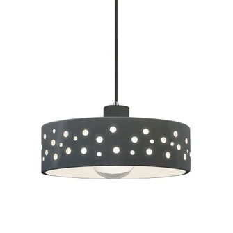 Perforated Dish 1-Light Pendant (254|CER-6467-GRY-CROM-BKCD-LED1-700)