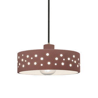 Perforated Dish 1-Light Pendant (254|CER-6467-CLAY-ABRS-BKCD-LED1-700)