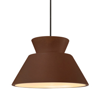 Medium Trapezoid 1-Light Pendant (254|CER-6423-RRST-MBLK-RIGID)