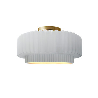 Small Tier Pleated Semi-Flush (254|CER-6370-WHT-BRSS-LED1-700)