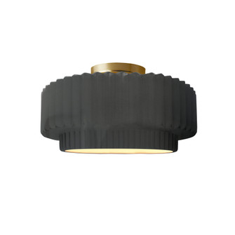 Small Tier Pleated Semi-Flush (254|CER-6370-GRY-BRSS-LED1-700)