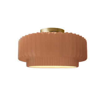 Small Tier Pleated Semi-Flush (254|CER-6370-ADOB-BRSS-LED1-700)