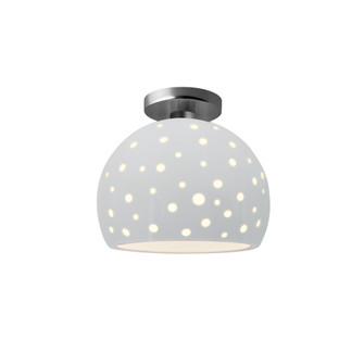 Perforated Medium Globe Semi-Flush (254|CER-6359-WHT-NCKL)