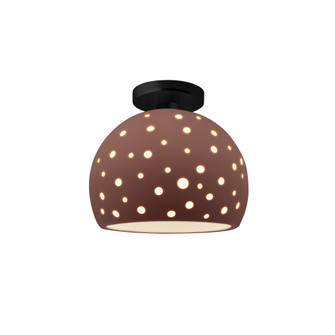 Perforated Medium Globe Semi-Flush (254|CER-6359-CLAY-MBLK-LED1-700)