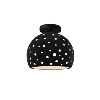 Perforated Medium Globe Semi-Flush (254|CER-6359-BLK-MBLK-LED1-700)