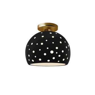 Perforated Medium Globe Semi-Flush (254|CER-6359-BLK-BRSS-LED1-700)