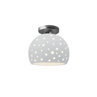 Perforated Small Globe Semi-Flush (254|CER-6357-WHT-NCKL)