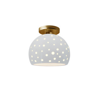 Perforated Small Globe Semi-Flush (254|CER-6357-WHT-BRSS-LED1-700)