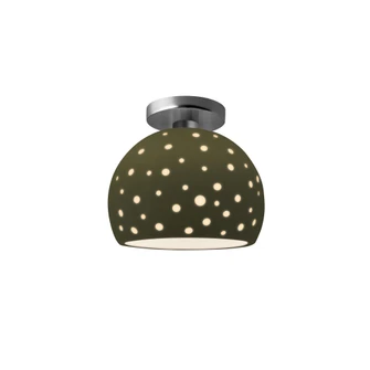 Perforated Small Globe Semi-Flush (254|CER-6357-MGRN-NCKL-LED1-700)