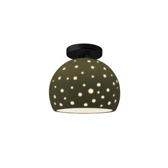 Perforated Small Globe LED Semi-Flush (254|CER-6357-MGRN-MBLK-LED1-700)