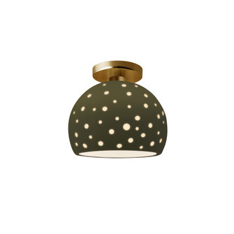 Perforated Small Globe Semi-Flush (254|CER-6357-MGRN-BRSS-LED1-700)